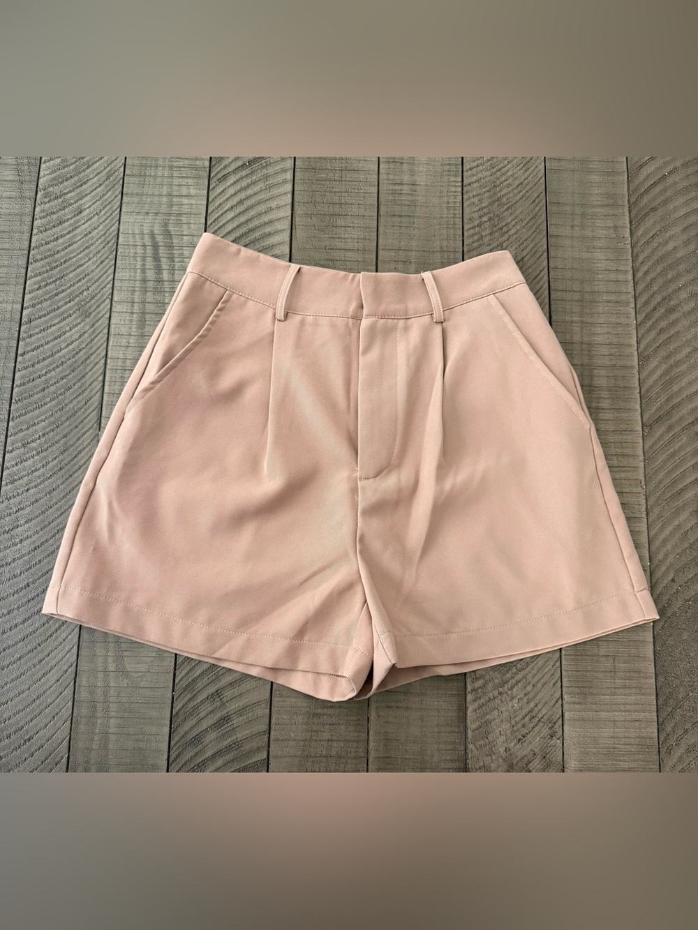 7 For All Mankind Soft Blush Pink High-Rise Tailored Shorts